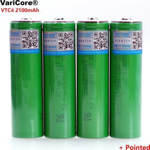 4pcs VariCore 100% Original 3.6V 18650 VTC4 2100mAh High drain 30A Rechargeable battery For US18650VTC4 + Pointed