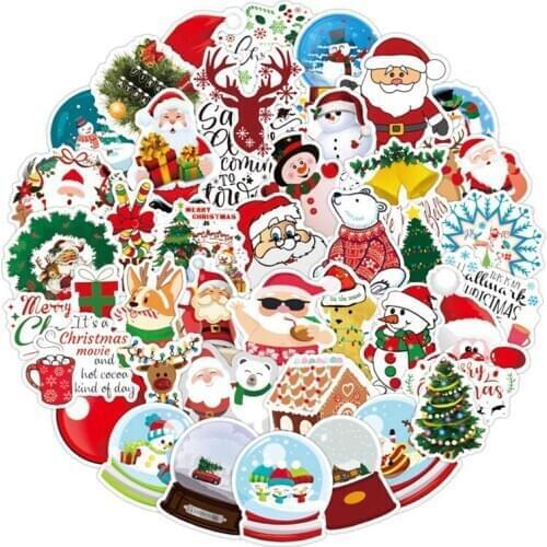 50 Pcs/bag Merry Christmas Night Decoration Paper Sticker DIY Diary Scrapbooking Seal Sticker Kawaii Stationery