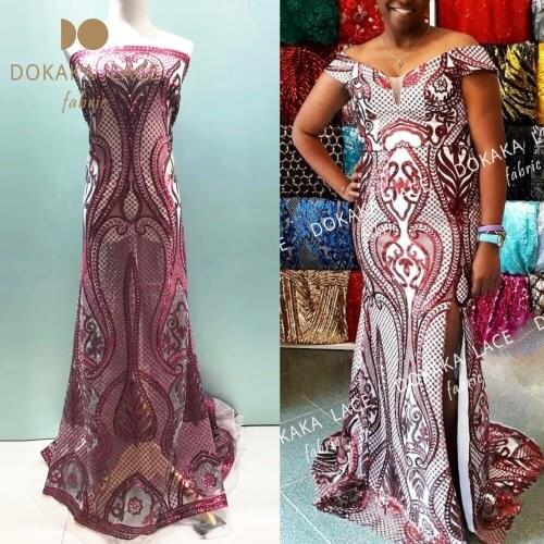 African Nigerian Sequins Net Lace Fabric For Women Dresses Sewing 2019 High Quality Sequined Embroidered Guipure Mesh Net Laces