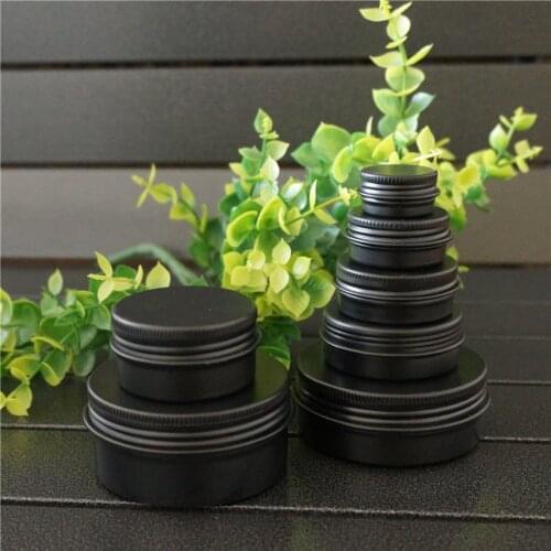 5/10/15/20/30/50/80g matte black Round Aluminum Box Metal Tin Cans Empty 50ml Portable Cream Refillable Jar Tea Aluminum Pot