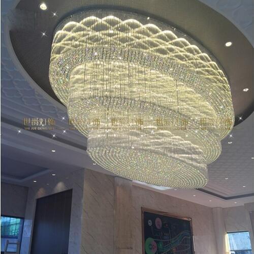 Large Hotel Project Crystal Light Oval Lobby Sales Department Villa Meeting Room Ballroom Ceiling Light led lighting fixture led