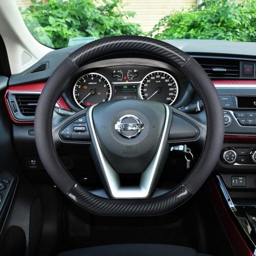 Genuine Leather Steering Wheel Cover for Nissan Qashqai Juke Primera Versa Almera Terrano Kicks March Murano 350z Terrano NV200