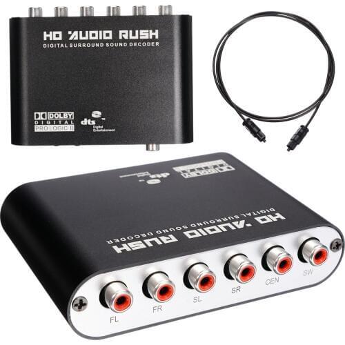 Digital DTS AC3 Optical To Analog 5.1 Channel Surround Audio Sound Decoder Coaxial To 6RCA