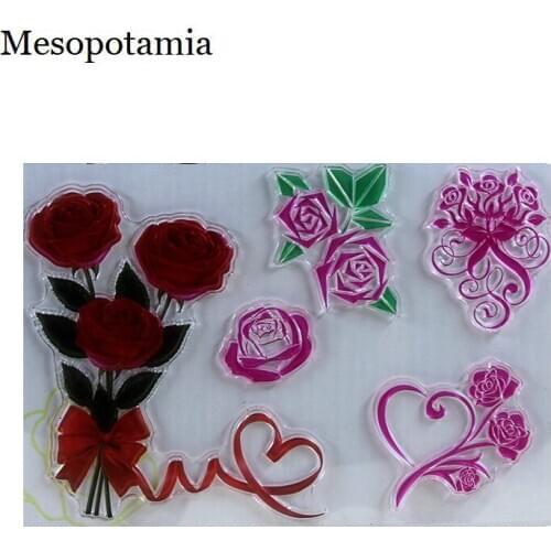 DIY Scrapbooking Album Couples Rose Valentines Day Stamps Seal Embossing Silicone Transparent Stamp Card Decoration Stamps Seal