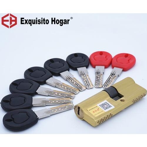 Double Pin Secure Door Cylinder Serpentine Groove Biased Lock 65 75 85 95 110mm Cylinder AB Key Entrance Brass Door Lock