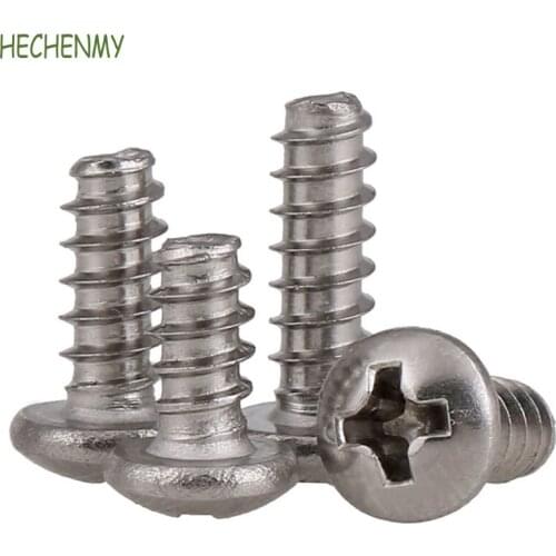 Mini Phillips Round Head Flat End Small Bolts Nickel Pan Head Flat Tail Self Tapping Screws Cross M2M2.2M2.6M3M4M5