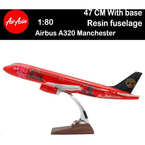 1/80 47CM Airbus A320 AirAsia Manchester Football Airplane model Airliner aviation Toy plane gift collect no undercarriage wheel