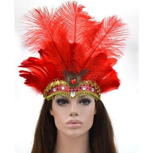 Fashion Accessories Hair Band Indian Peacock Feather Headdress Hair Headpieces Headband For Adults And Kids Halloween Carnival