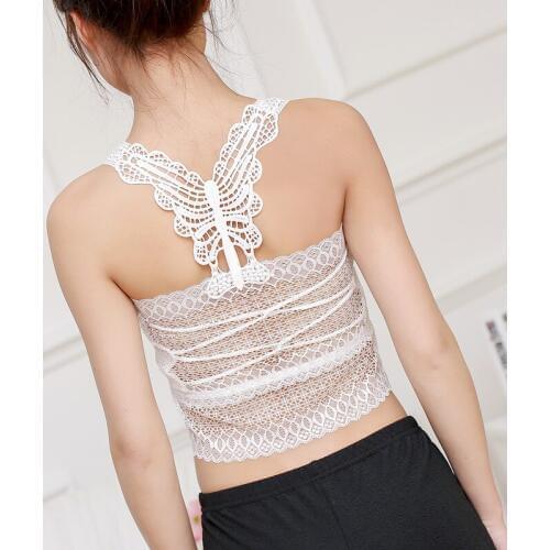 Fashion Butterfly Lace Summer Style Lady Wrapped Chest Lace Bowknot Backing Bra Anti-exposure High QualityTube Tops F0167