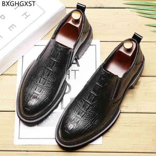 Black Crocodile Leather Shoes for Men 2021 Casual Business Shoes Men Formal Mens Loafers Shoes Luxury Chaussure De Homme Zapatos