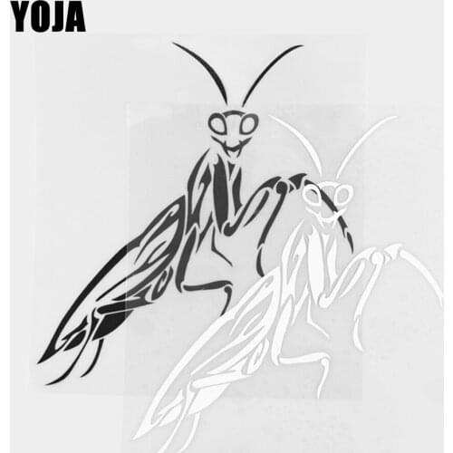 YOJA 16.1×18.1CM Vinyl Decal Handsome Mantis Cartoon Animals Car Stickers Black/Silver 19C-0408