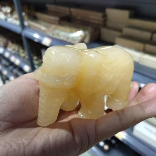 Natural Topaz jade Elephant Decoration Lucky Fortune Feng Shui Office Living Room Decoration Crafts Furnishings