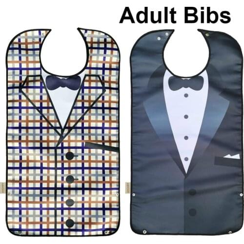 New Waterproof Adult Eating Bibs Washable Apron Reusable Clothing Protector with Crumb Catcher For Elderly Men Women Senior