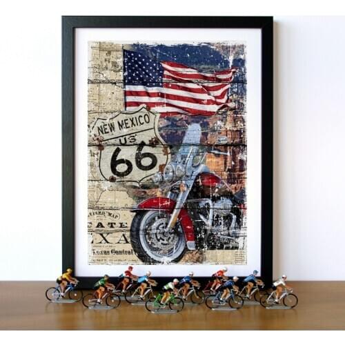 New Mexico Road Route 66 Vintage Poster Prints Motorbike Art Canvas Painting Wall Pictures Farmhouse Wall Art Decor