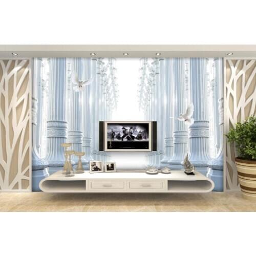 Wall paper 3d mural custom living room bedroom home decor Roman column white dove TV background wall 3D Wallpaper