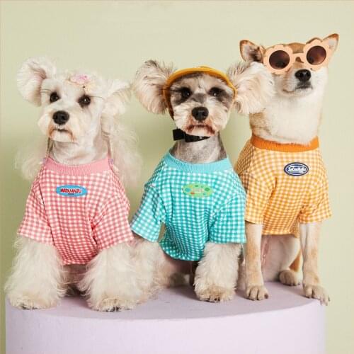 Pet Clothing Summer Thin Candy Colored Plaid T-shirt Teddy Schnauzer French Bulldog Bichon Dog Clothes