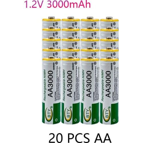 1.2V Rechargeable Battery AA 3000mAh 1.2V NI-MH LED Toys Player Toys Recycling Batteries Mix Colors GTL EvreFire