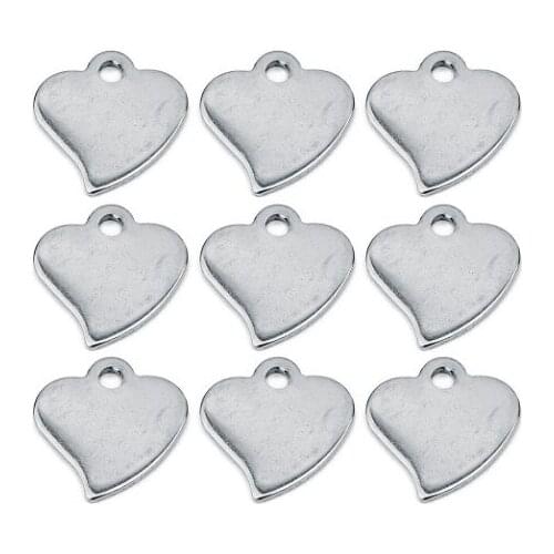 50pcs/lot 12mm heart stainless steel Connector Metal Alloy Pendant For DIY bracelet Jewelry Making fdg4d