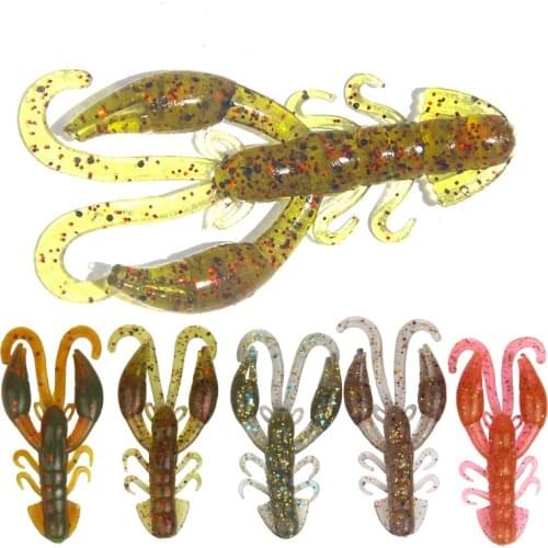 5pcs/Lot Crawfish Larva Soft Silicone Bait 5cm 2g Jigs Wobbler Fishy Smell Worms Fishing Lures Artificial Swimbait Bass Tackle