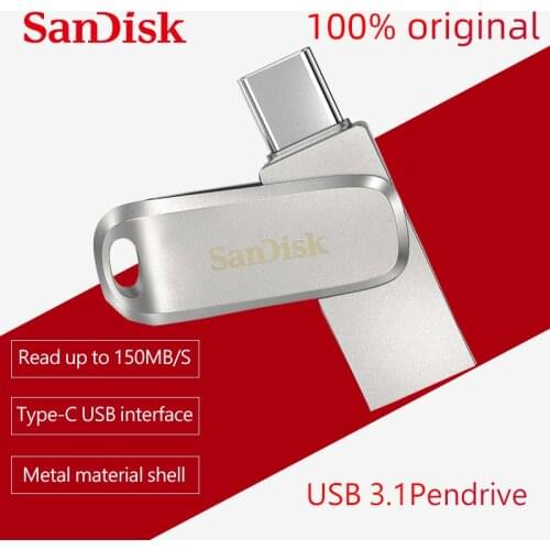 SanDisk Ultra Dual Drive Luxe USB 3.1 Type C 128GB 64GB 32GB Flash Disk 256GB 512GB Metal Memory Stick USB Type A Pendrive