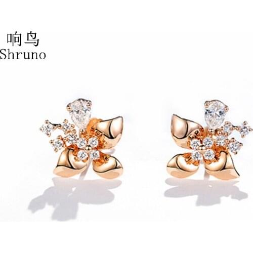 Женские золотые серьги Shruno China At AliExpress