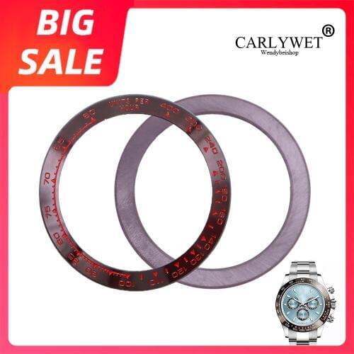 CARLYWET Replacement High Quality Pure Ceramic Brown With Red Writings 38.6mm Watch Bezel for Rolex DAYTONA 116500 - 116520