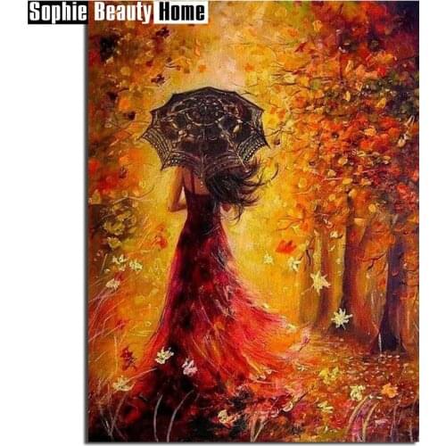 Special Sales Diamond Painting Beauty In Autumn Handicraft Needlework 5D Drill Mosaic DIY Diamond Embroidery Home Decor 060208