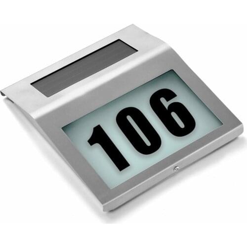 Solar Powered LED Light Sign House Hotel Door Address Plaque Number Digits Plate Lamp Outdoor Wall Led Home High
