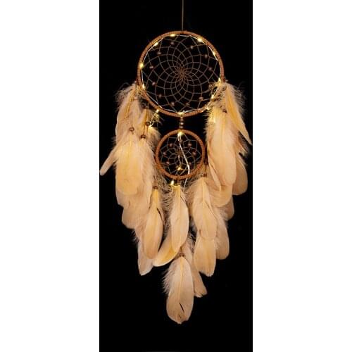 Retro LED Lights Feather Led Light Creative for Indoor Fashion Brown Pendant Weave Bedroom Wall Decoration Simple Trendy Luces