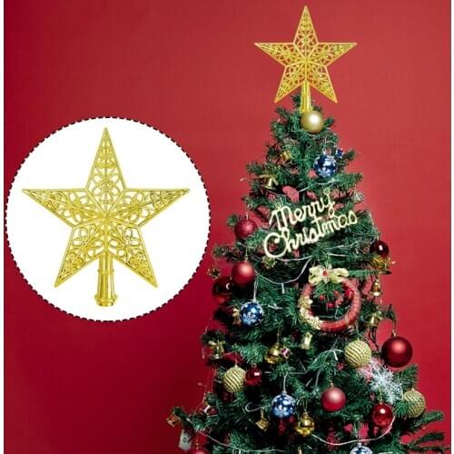 Christmas Tree Five-point Star Topper Gold Silver Plastic Star Top Christmas Decoration for Home Party Table Xmas Decor
