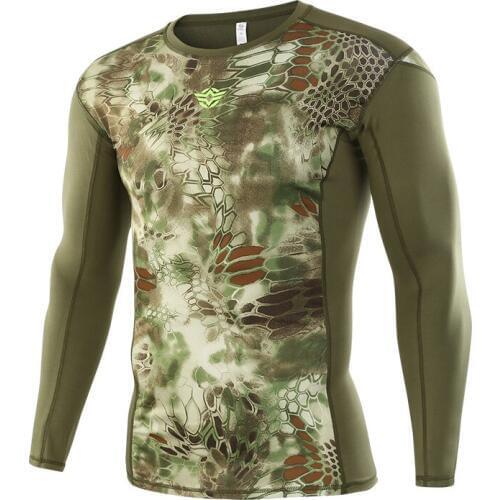 Outdoor python stripes quick-drying long-sleeved T-shirts tactical Army fans Bottoming shirt Sports Elastic Tights