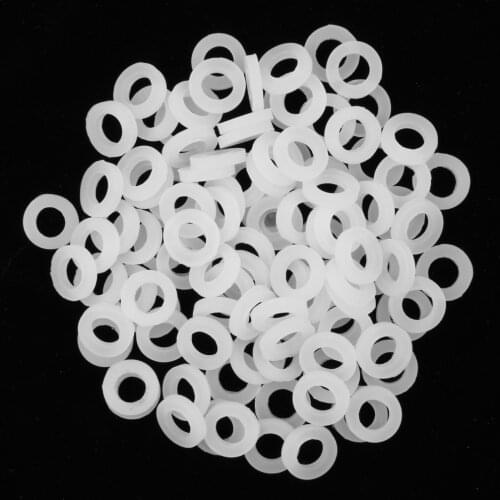 100pcs White Bellow Pipe Flat O-ring Seals Silicone Shower Nozzle Gasket Seal Replacement Noise Reduction Keyboard Switch Sound