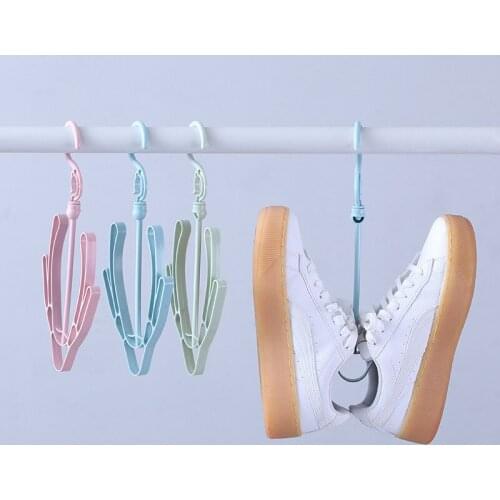 Double hook deformable clothes hanger balcony shoe rack multifunctional shoe hanging 5-piece hook drying shoe rack
