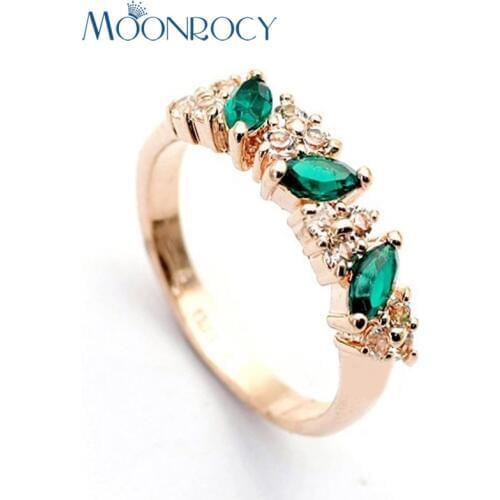 MOONROCY Cubic Zirconia CZ Green Purpel Crystal Engagement Wedding Rings Wedding for Women Gift Lover Gift Drop Shipping