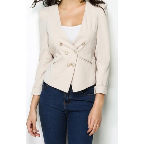 2018 NEW Spring Women Short Design Blazer OL Workwear Easy Match Double Breasted Blazer