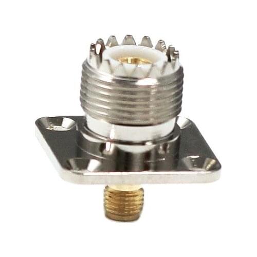 1PC NEW UHF Female SO239 to SMA Female Jack RF Coax Adapter convertor 4-hole panel mount flange chassis wholesale