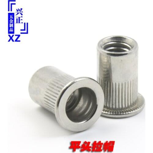 10PCS/Lot M3 M4 M5 M6 M8 M10 304 Stainless Steel Flat Head Threaded Rivet Insert Nutsert Cap Rivet Nut