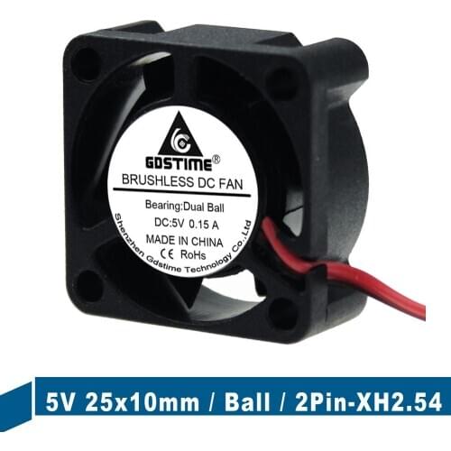 10Pcs lot Gdstime 5V 2Pin 25mm 25x25x10mm 2510 Ball Bearing Mini DC Brushless PC Computer Cooling Industry Fan New
