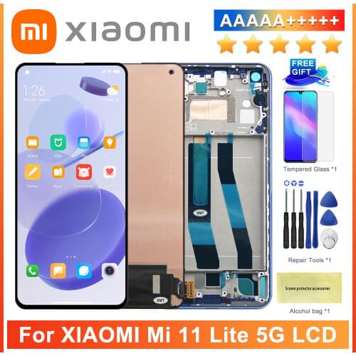 100% Original 6.55" Display for Xiaomi Mi 11 Lite LCD Touch Screen Digitizer For Xiaomi Mi11 Lite 5G Display Repair Parts