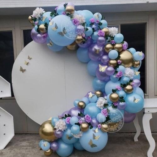 105pcs macaron Blue Balloons Butterfly Garland Arch pearl Pupple Balloon Wedding Birthday Party Decorations Baby shower supplies