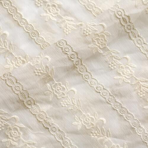 130cm 0.5m/lot Thin Chiffon Gauze Fabric Embroidered Beige Curtain Dress Tshirt Handmade Home Decoration Fabric X941