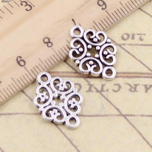 20pcs Charms Flower Connector 20x13mm Tibetan Bronze Silver Color Pendants Antique Jewelry Making DIY Handmade Craft