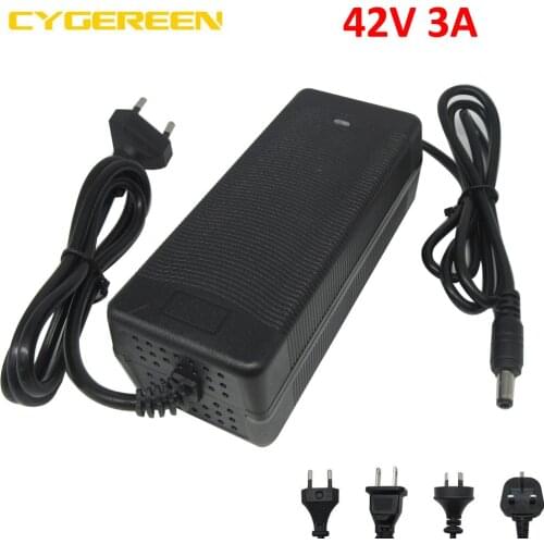 36V Li ion battery Charger Output 42V 3A use for 10S 36V 15AH 20AH 25AH ebike Lithium battery with fan DC 5.5*2.5