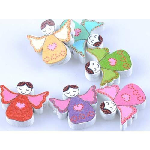 50pcs Mixed color Angell Wooden Spacer Beads For Jewelry making DIY 20X21mm MT2011X