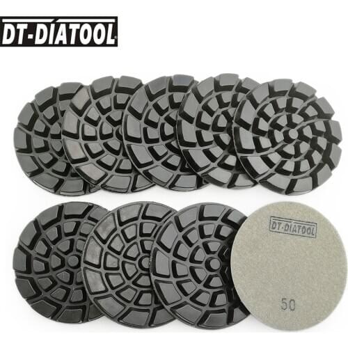 DT-DIATOOL 1set/9pcs Concrete Diamond Resin Bond Polishing Pads Sanding Discs Floor Renew Pads For Concrete Cement Dia 4"/100mm