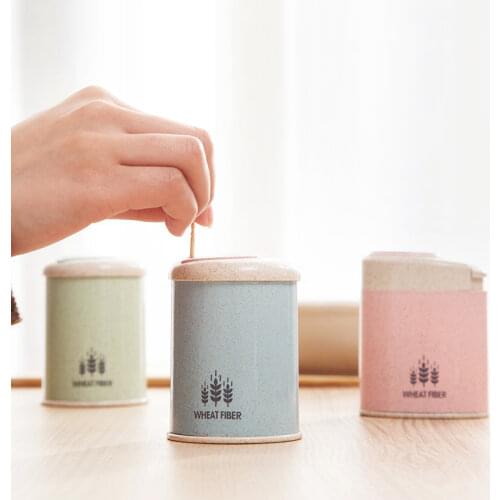 Automatic Wheat Straw Toothpick Holder Container Household Table Toothpick Storage Box Toothpick Dispenser Home Decor Container