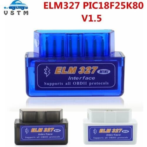 ELM327 OBD2 Bluetooth V1.5 Chip PIC18F25K80 Car Diagnostic Tool ELM 327 V2.1 OBD 2 Scanner Work on Android Windows 12V Diesel
