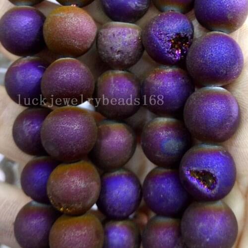 Free Shipping Fashion Jewelry 8mm 10mm 12mm 14mm 16mm Purple Ray Electroplate Carnelian Ball Loose Beads 15.5" FG7726