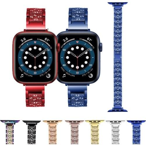 Diamond Band Strap For Apple Watch Band Series 6 5 4 3 2 Women Lady Stainless steel Bracelet For iWatch SE 44MM 40MM 42MM 38MM