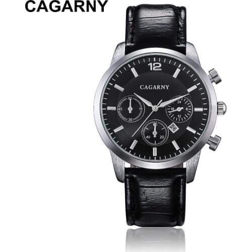 CAGARNY Top Luxury Brand Quartz leather strap Men Wrist Watch causal Reloj Hombre Montre Relogio Orologio Uomo Horloge